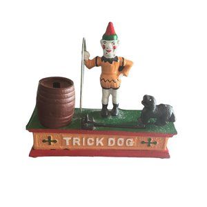 Vintage Cast Iron Mechanical Bank mechanical Dog Missing‎ Stopper